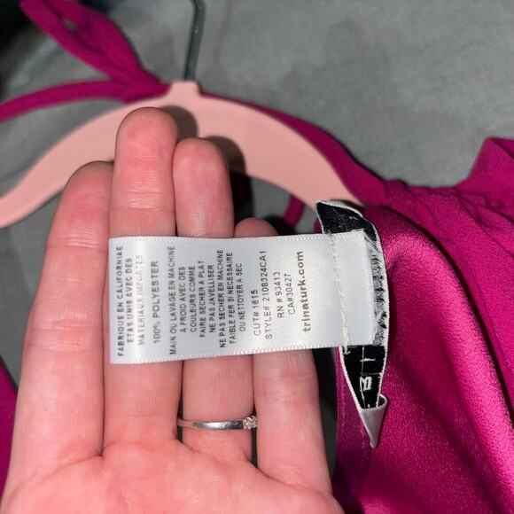 Trina Turk Haipo Shift Dress Hot Pink Flutter Sleeve Tie-Back | Size Small - Picture 14 of 15